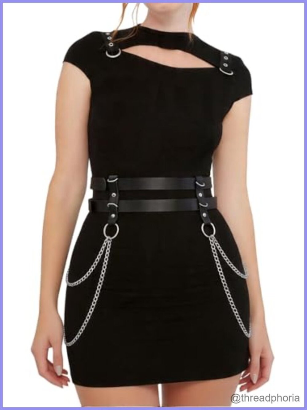 Adjustable PU Leather Double-Layer Chain Belt Women Punk Goth Waist Harness